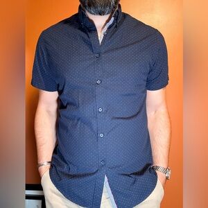 Denim & Flower Dark Blue Dotted Shirt